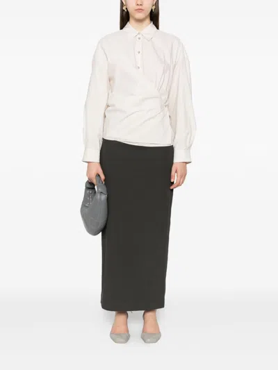 Lemaire Women Cotton And Silk Blend Shirt In White