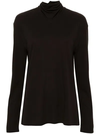 Lemaire Women Cotton Turtle-neck Sweater In Black