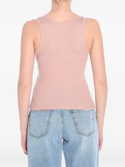 Loewe Pink Silk Tank Top With Anagram Logo In Pink