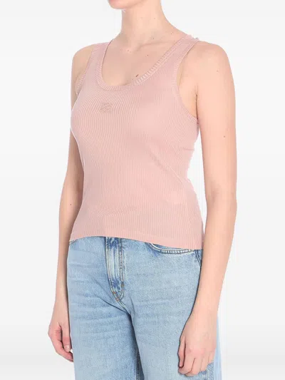Loewe Pink Silk Tank Top With Anagram Logo In Pink