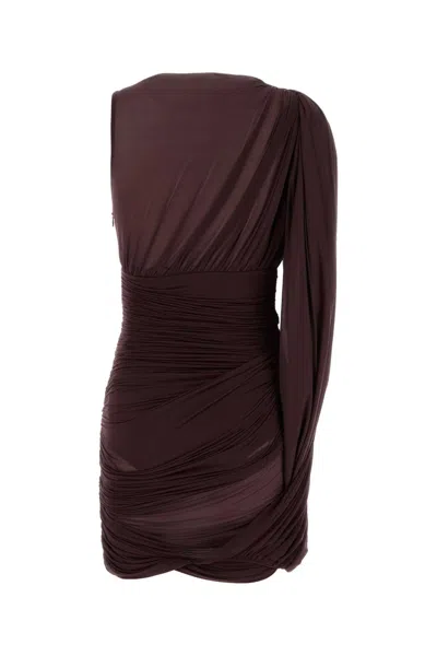 Magda Butrym Sheer Draped Mini Dress In Brown