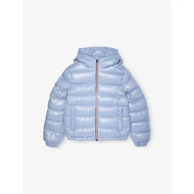 Moncler Medium Blue New Aubert Hodded Shell-down Jacket 4-14 In Blue