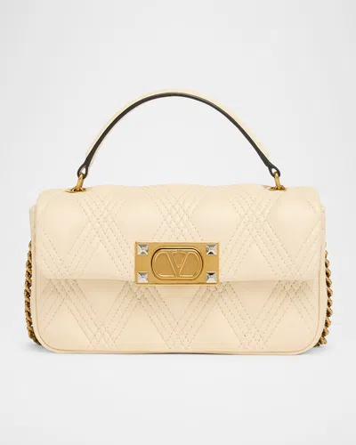 Valentino Rockstud Quilted Leather Top-handle Bag