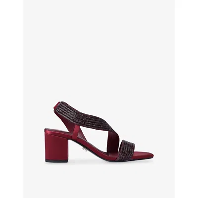 Carvela Womens Wine Gala Jewel 60 Woven Heeled Sandals Eur 41 / 8 Uk