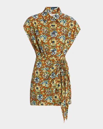 Apiece Apart San Vito Organic Cotton Voile Mini Dress In Orange