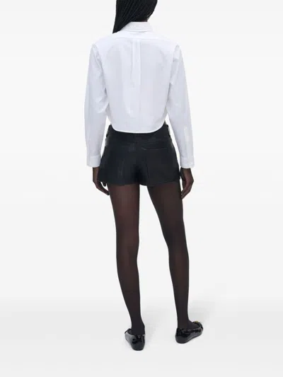Marc Jacobs Logo-jacquard Crop Button-down Femme Shirt In White