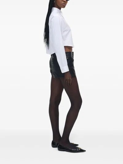 Marc Jacobs Logo-jacquard Crop Button-down Femme Shirt In White