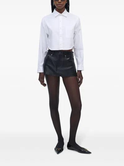 Marc Jacobs Logo-jacquard Crop Button-down Femme Shirt In White