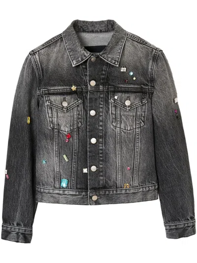 Marc Jacobs Black The Charm Shrunken Trucker Jacket In Gray
