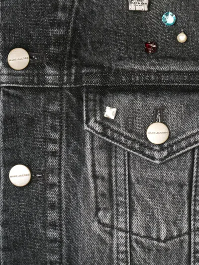 Marc Jacobs Black The Charm Shrunken Trucker Jacket In Gray