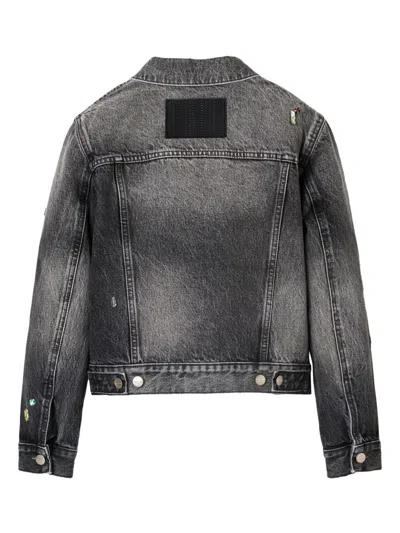 Marc Jacobs Black The Charm Shrunken Trucker Jacket In Gray