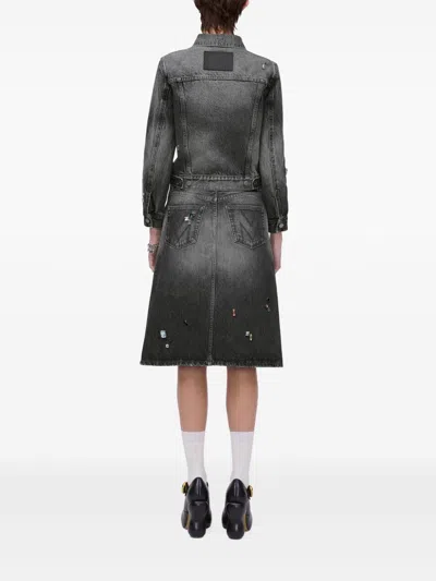 Marc Jacobs Black The Charm Shrunken Trucker Jacket In Gray
