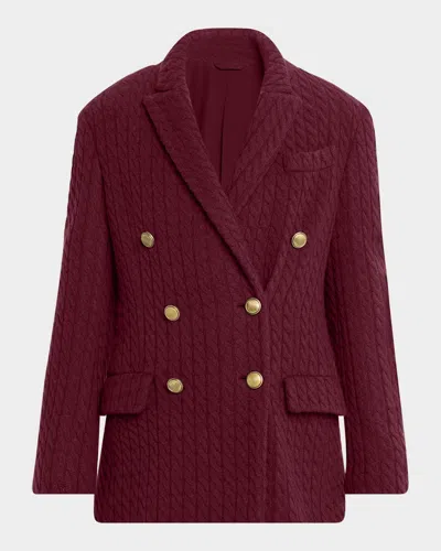 Brunello Cucinelli Cashmere Cable Knit Double-breasted Blazer