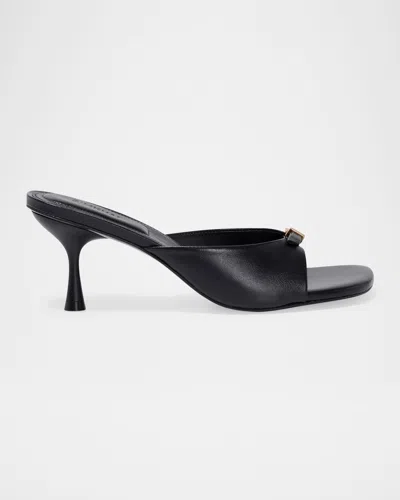 Simkhai Carey Leather Buckle Mules In Black