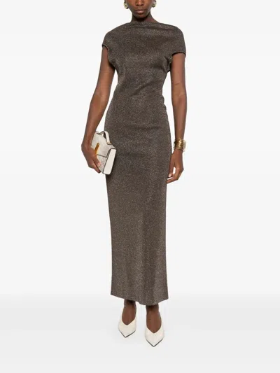 Max Mara Lurex-detail Dress In Brown