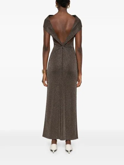 Max Mara Lurex-detail Dress In Brown