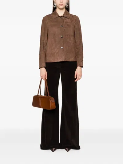 Max Mara `maxmara S` Leather Jacket In Brown