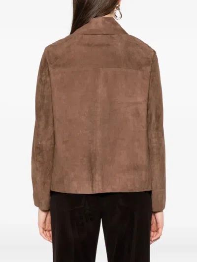 Max Mara `maxmara S` Leather Jacket In Brown