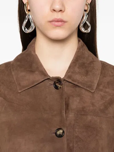 Max Mara `maxmara S` Leather Jacket In Brown
