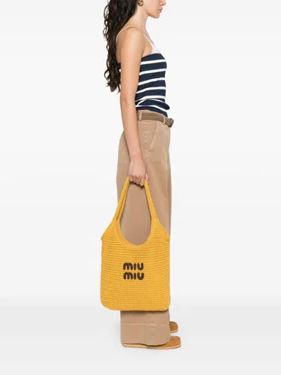Miu Miu Women Ivy Rafia Eccect Tote Bag
