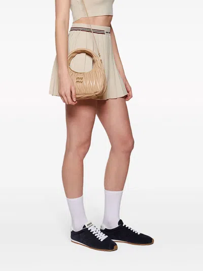 Miu Miu Sneakers Plume In Pelle Scamosciata Blu Navy Donna In Blue