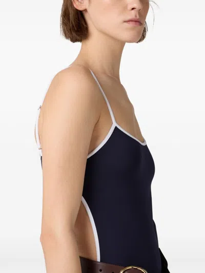 Miu Miu Technical Knit Swimsuit In Black