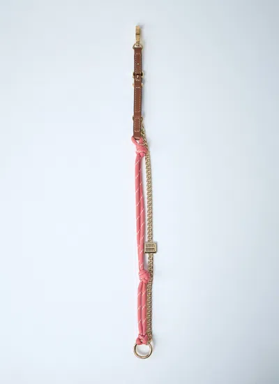 Miu Miu Women Tamaris Leather Cord And Metal Trick Keyring In Multi