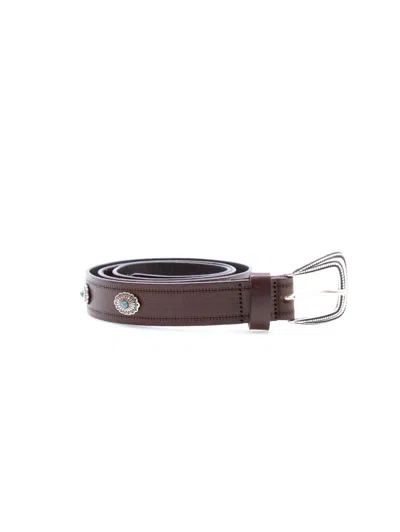 Minoronzoni 1953 Belt Man H. 30 With Turquoise Studs C60 Blackberry Head –