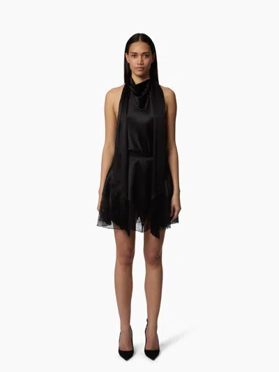 Nina Ricci Halterneck Fringed Top In Black