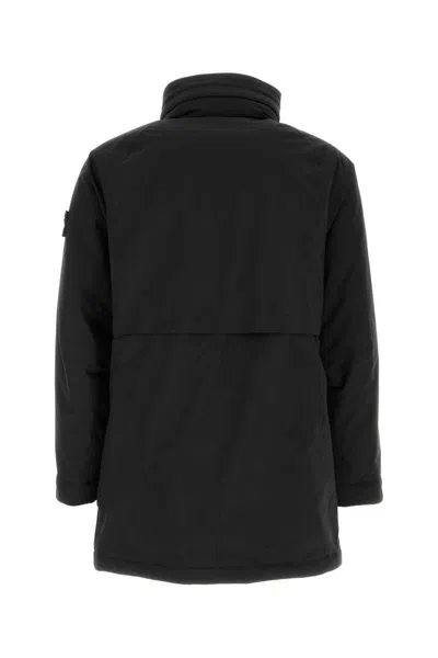 Stone Island Black Stretch Polyester Padded Jacket In Black