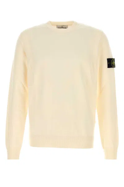 Stone Island Ribbed Crew-neck Cotton Sweater With Long Sleeves In Neutral