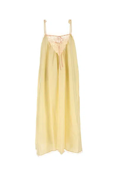 Chloé Lace-trimmed Silk Midi Dress In Yellow