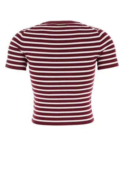 Michael Kors Embroidered Stretch Viscose Blend T-shirt In Burgundy