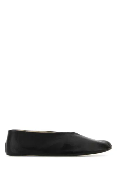 The Row Black Nappa Leather Strella Ballerinas In Black