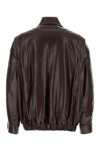 Mm6 Maison Margiela Collared Jacket Elasticated Hem Front Pockets In Brown