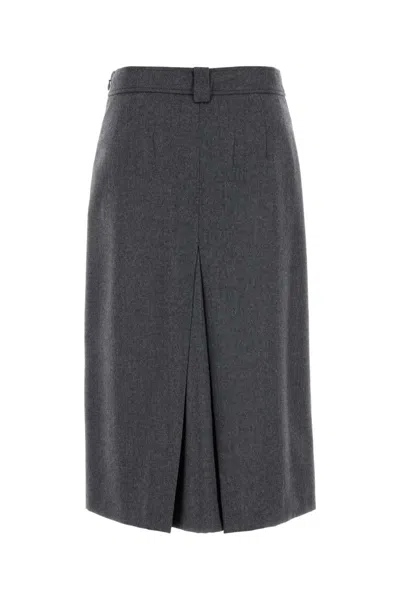 Prada Flannel Skirt With Pleats And Belt Loops