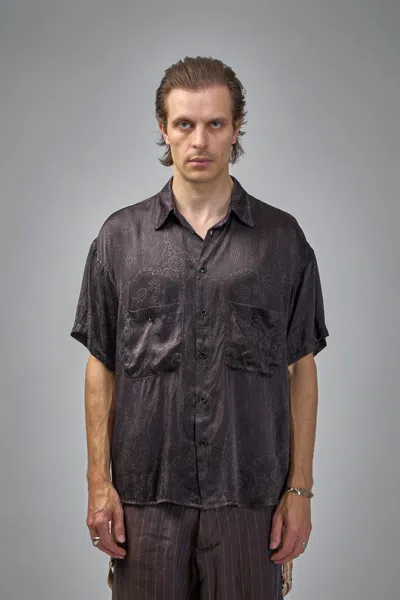 Geoffrey B Small Assymetric Swing Back Exaggerated Volume Short Sleeve Workshirt Hand Dyed