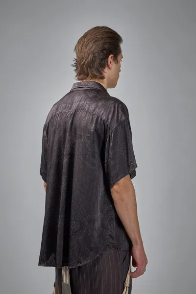 Geoffrey B Small Assymetric Swing Back Exaggerated Volume Short Sleeve Workshirt Hand Dyed