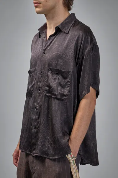 Geoffrey B Small Assymetric Swing Back Exaggerated Volume Short Sleeve Workshirt Hand Dyed