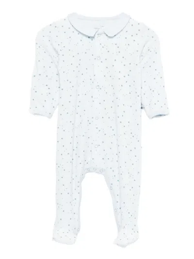 Petit Bateau Printed Velour Babygrow In Blue