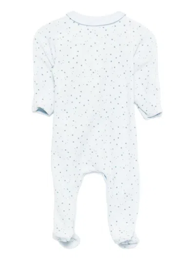 Petit Bateau Printed Velour Babygrow In Blue