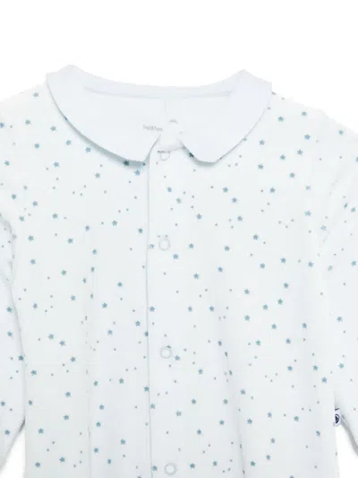 Petit Bateau Printed Velour Babygrow In Blue