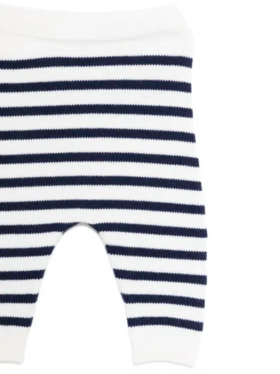 Petit Bateau Striped Knitted Trousers Set In White