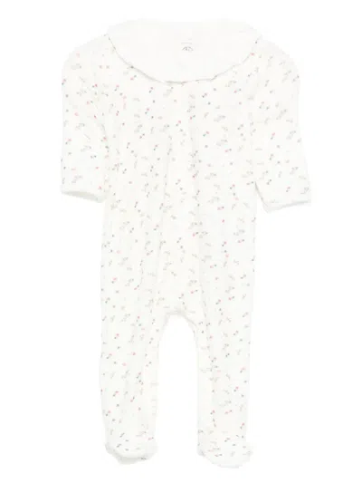 Petit Bateau Floral-print Babygrow In White