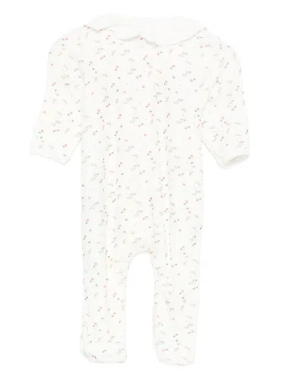 Petit Bateau Floral-print Babygrow In White