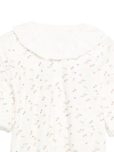 Petit Bateau Floral-print Babygrow In White