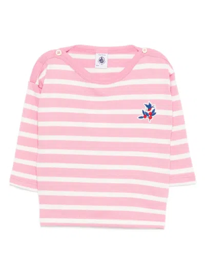 Petit Bateau Breton Cotton T-shirt In Pink