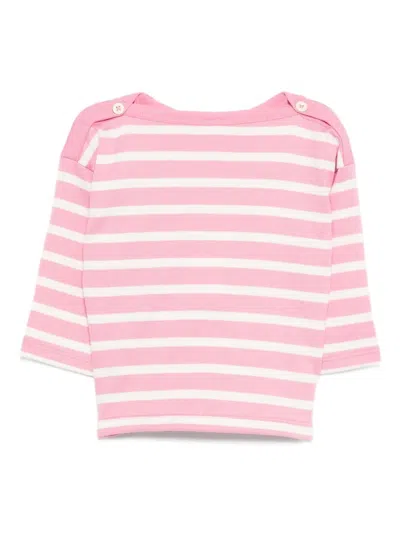 Petit Bateau Breton Cotton T-shirt In Pink