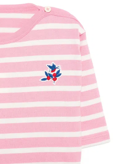 Petit Bateau Breton Cotton T-shirt In Pink