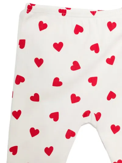 Petit Bateau Heart-print Pajamas Set In White